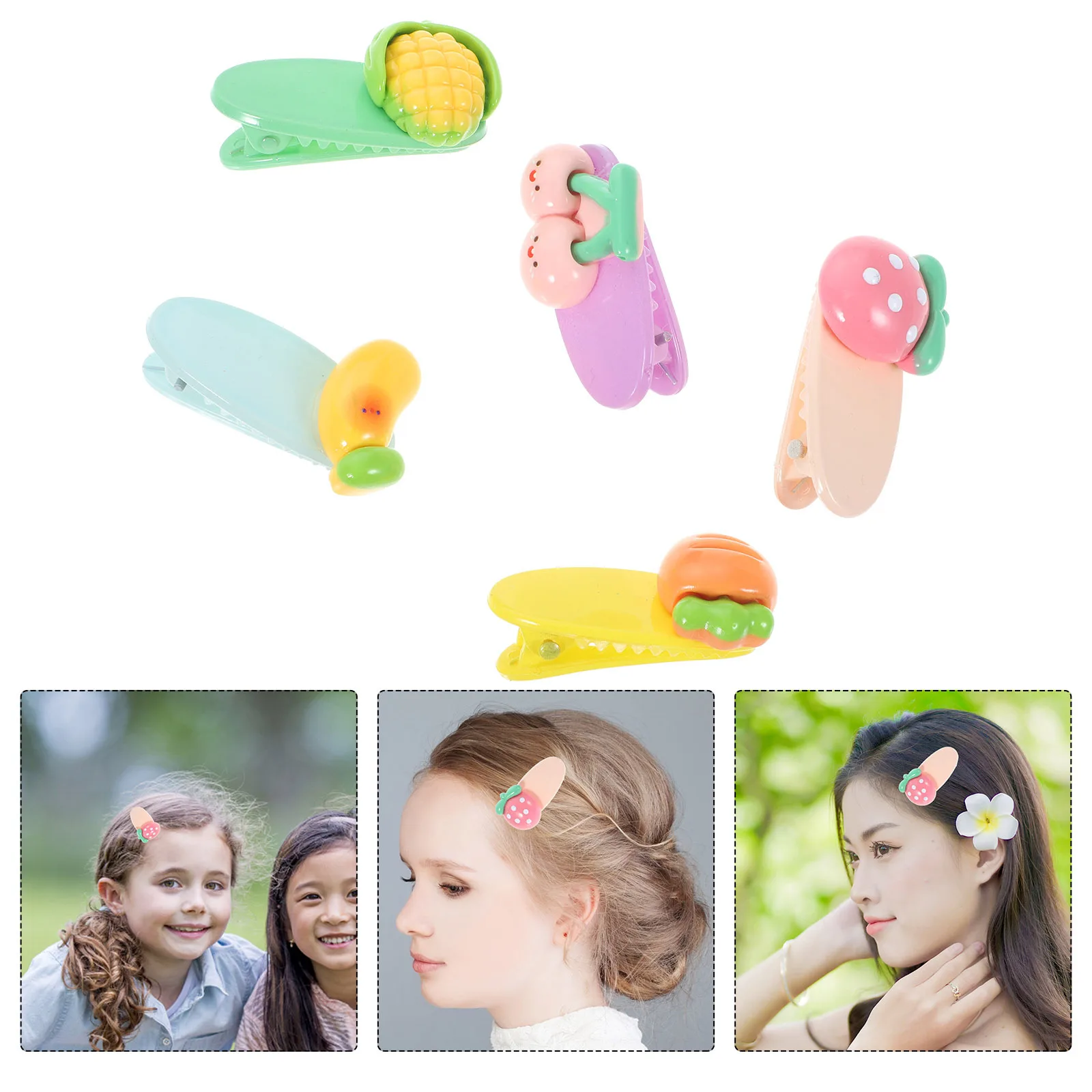 

5Pcs Women Hair Clips Colored Fruit Alligator Hairpins for Elegant Hairstyles Party Hair Accessories Fruit Hairpins