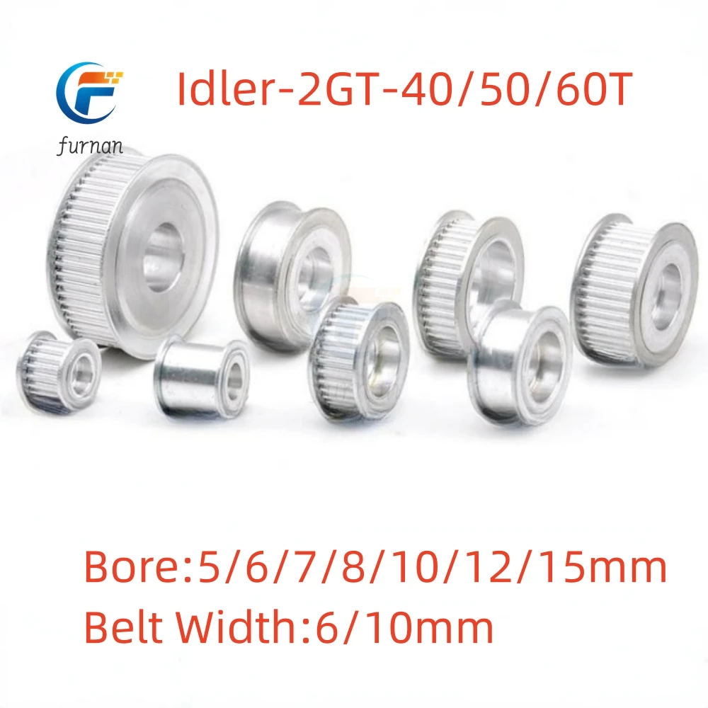 

40/50/60T 2GT Timing Pulley Bore5/6/8/10/12/15mmfor Width 6/10mm GT2 Synchronous Belt 3D Printer CNC Parts Idler Type Pitch 2mm