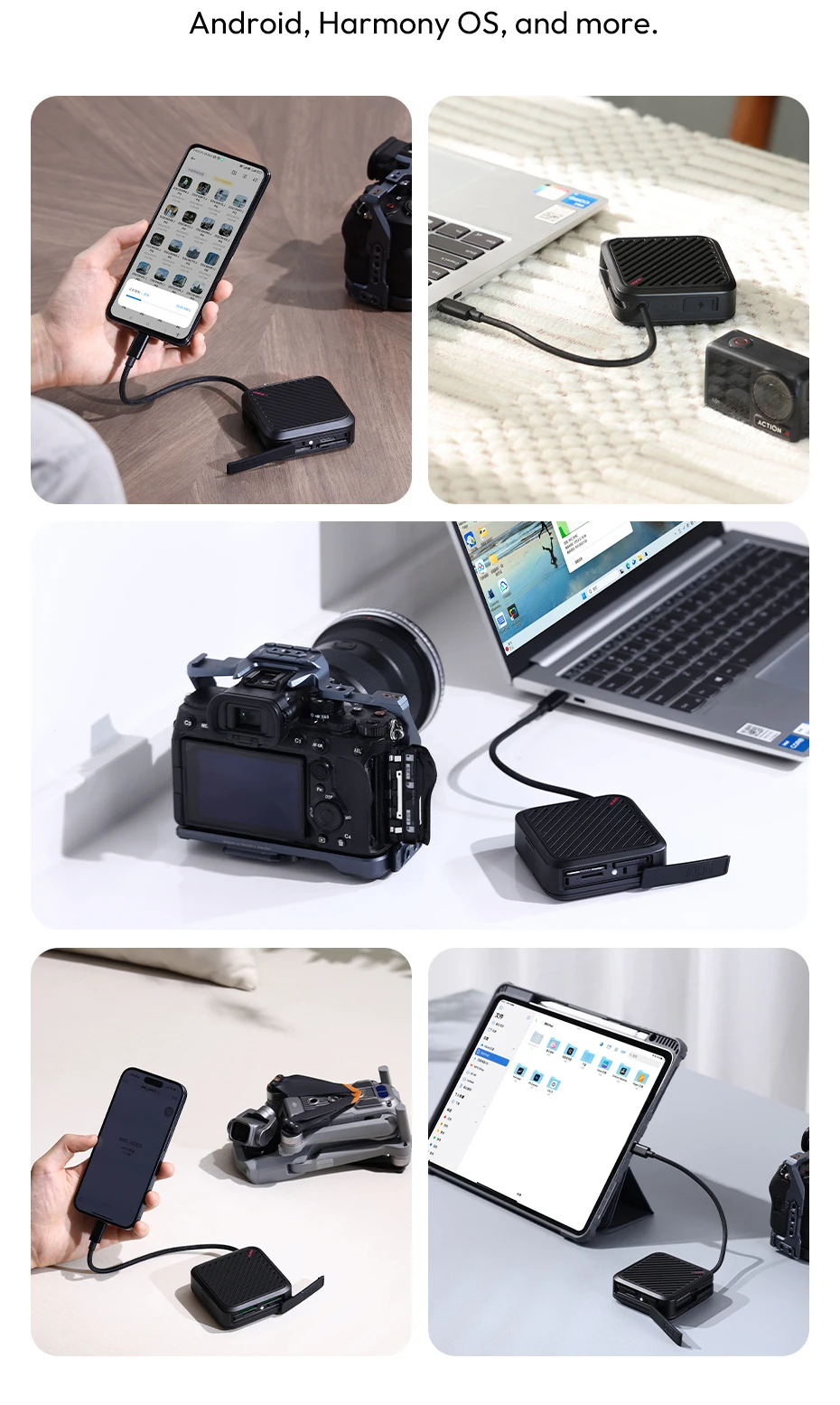 Ulanzi CRC10 3-in-1-Kartenlesergehäuse CFA/SD/TF 13 Kartenhalter mit USB3.2 Gen2-Schnittstelle Hochgeschwindigkeits-Datenübertragungschips – Detail 11