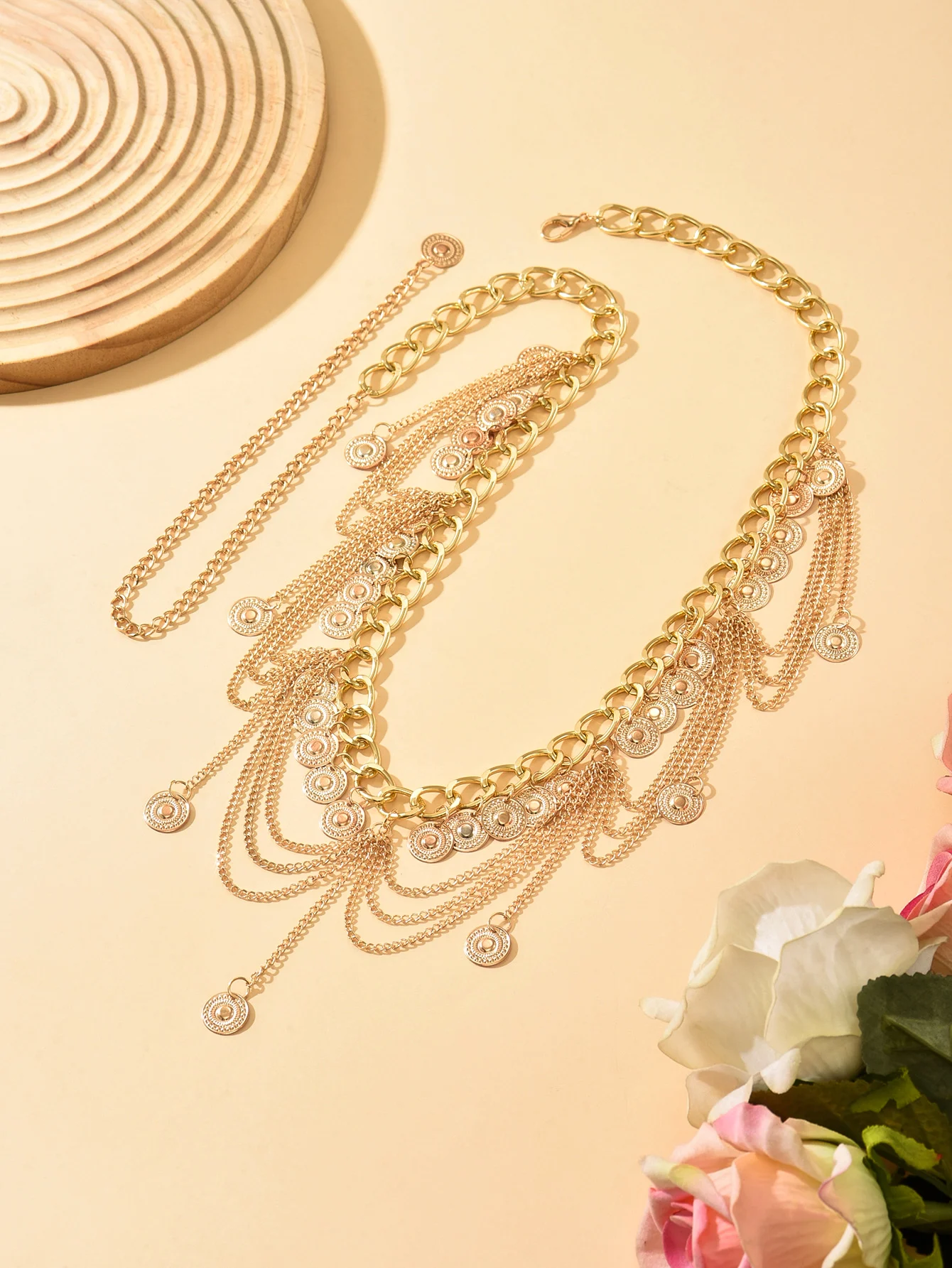 سلسلة حزام على شكل شرابة، سلسلة مجوفة متعددة الطبقات كلاسيكية وبسيطة، سلسلة الجسم، إكسسوار الزفاف #3