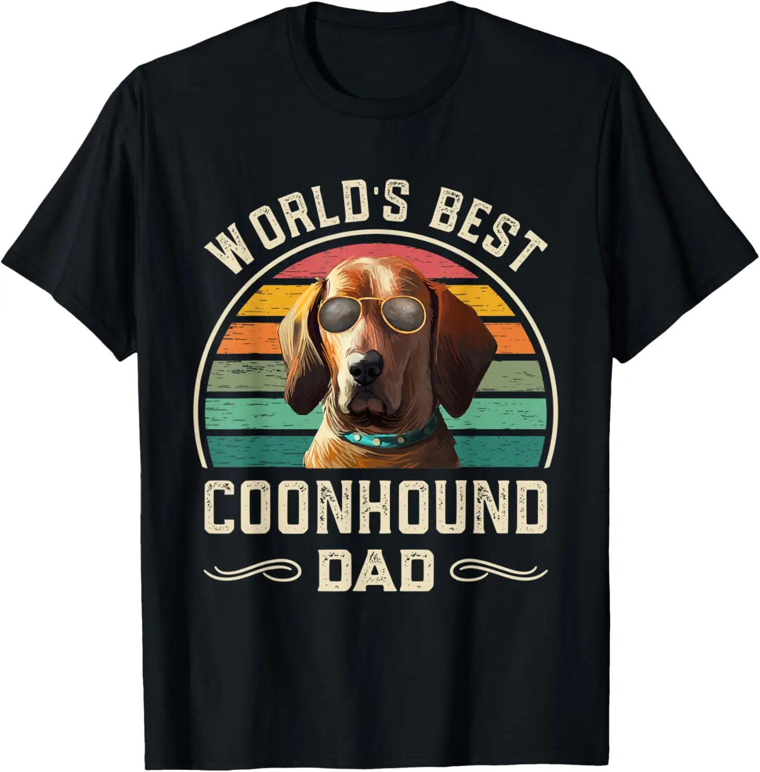 Mens World's Best Coonhound Dad Vintage Redbone Coonhound Dog Dad T-Shirt