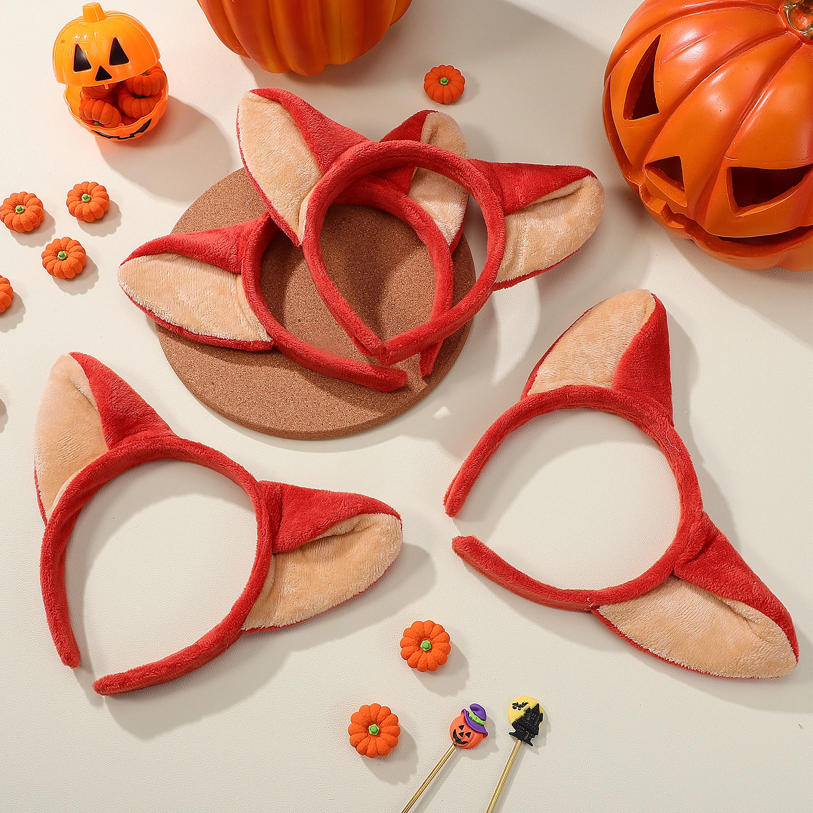 

4pcs Fox Ears Toddler Girls Women Party Ear Hair Hoop Halloween Hair Hoop Lightweight Costume Accessories