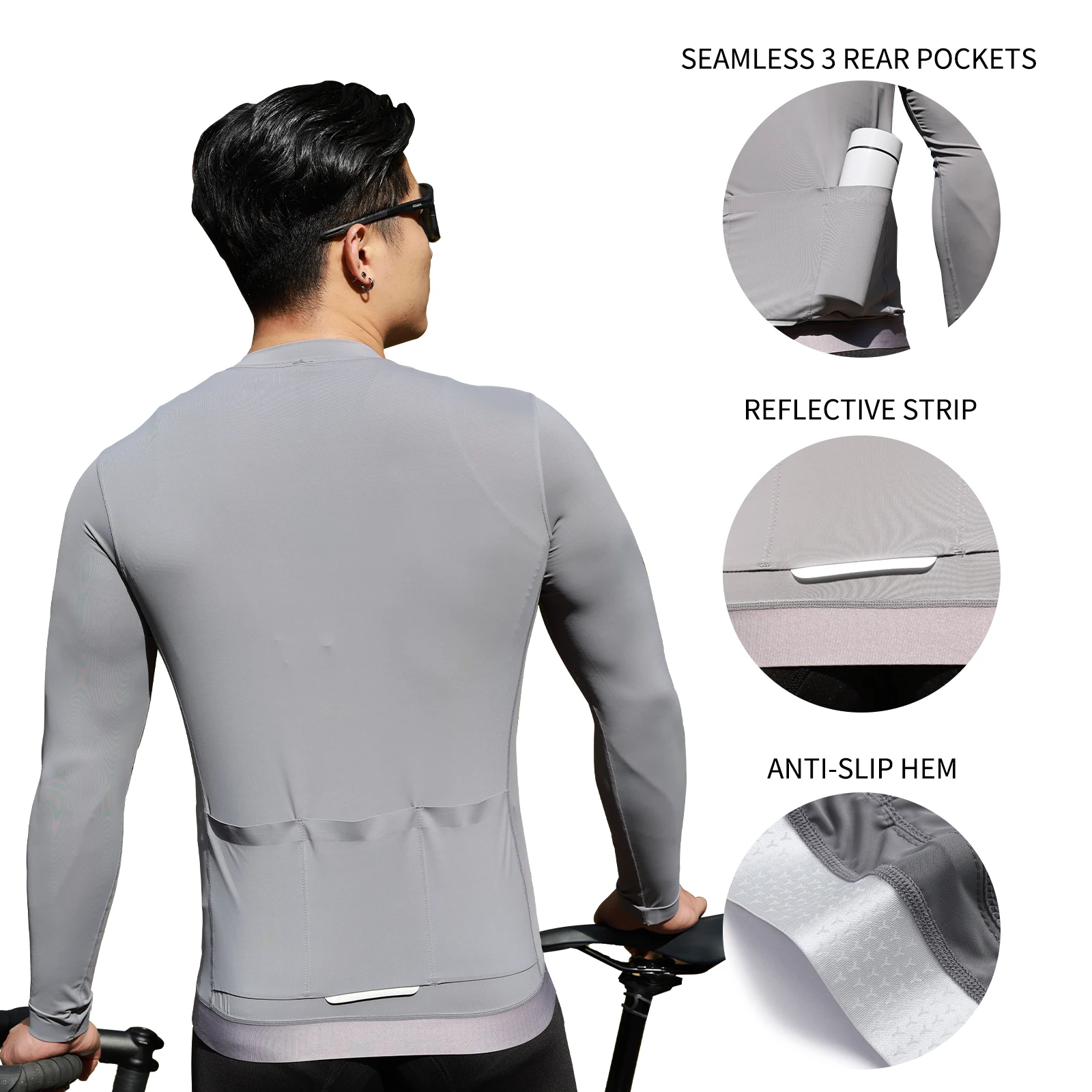 WOSAWE Men Cycling Jerseys White Long Sleeves Autumn Cycling Clothing MTB Pro Team Bike Shirts Bicycle Clothes Ciclismo Hombre