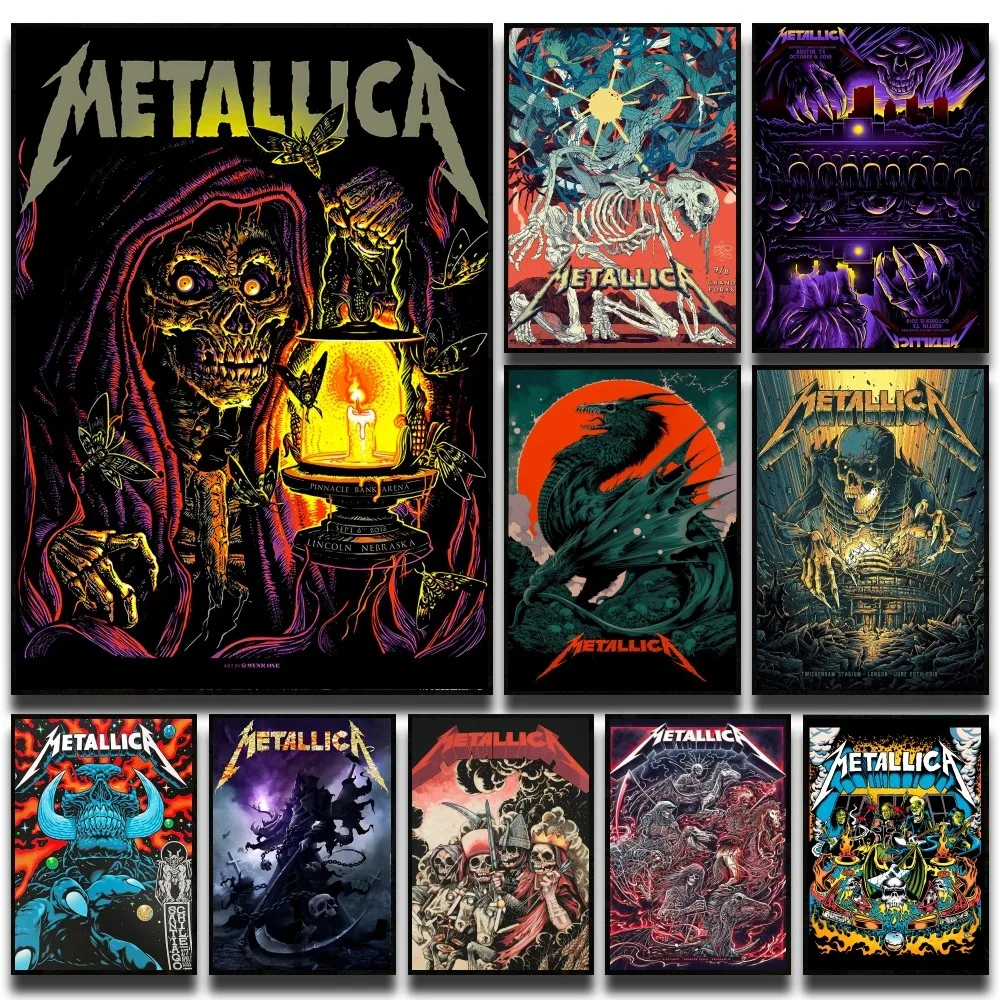 Vintage Rock Band Metal Posters Stickers Living Room Bedroom Entrance Cafe Wall Art Decoration Painting Room Home Decor