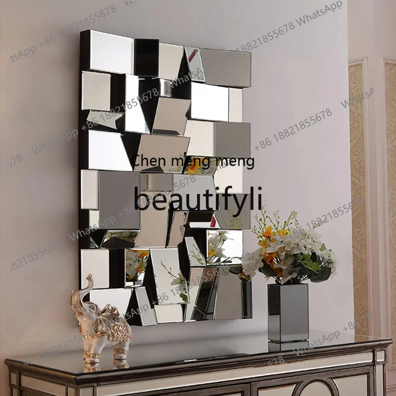 Geometric Decoration Shelf Aromatherapy Cafe Checkered Mirror Decorative Mirror Soft Decoration  R
