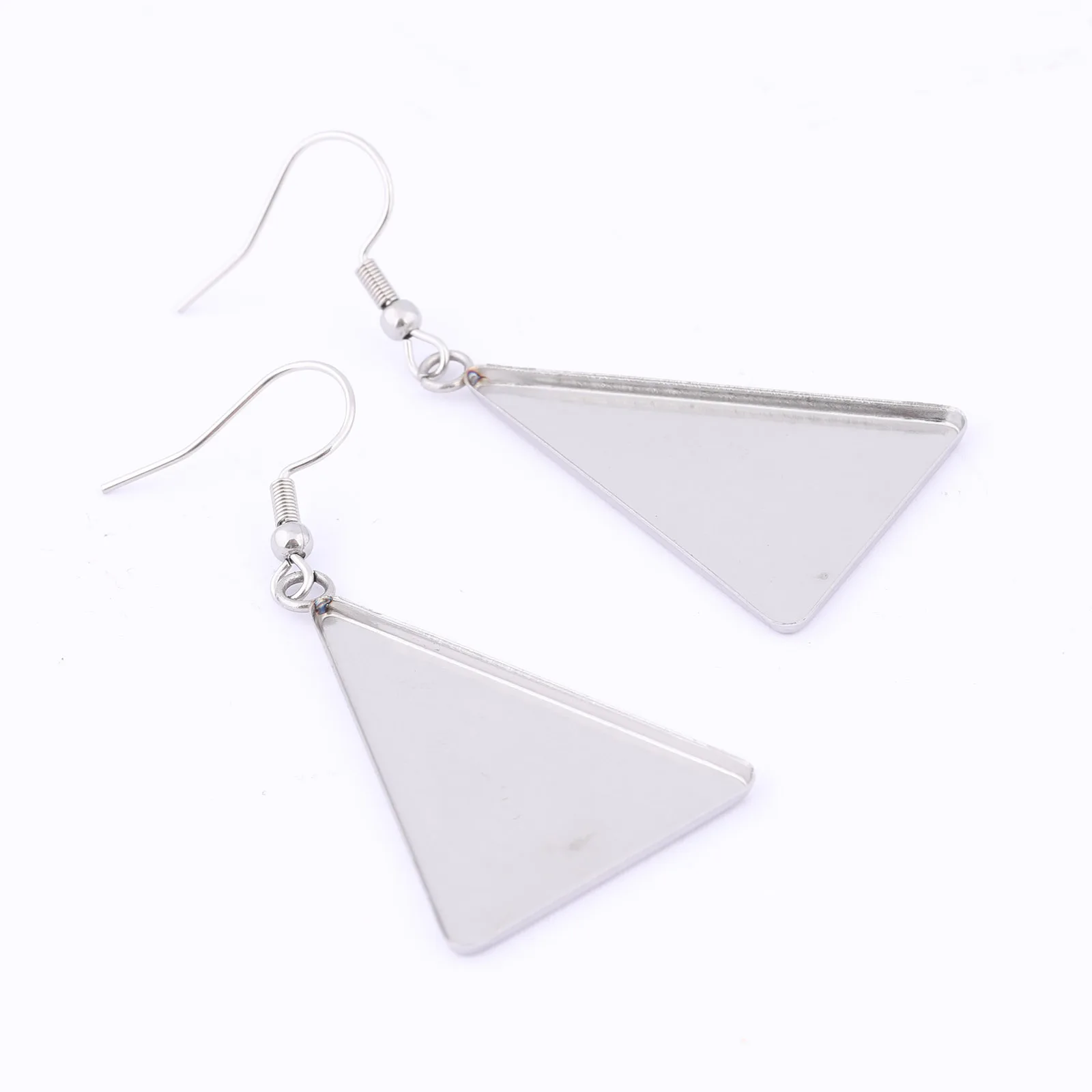 10pcs Triangle 23x33mm Cabochon Earring Base Blanks Dangle Diy Ear Hooks Findings For Jewelry Making Supplies