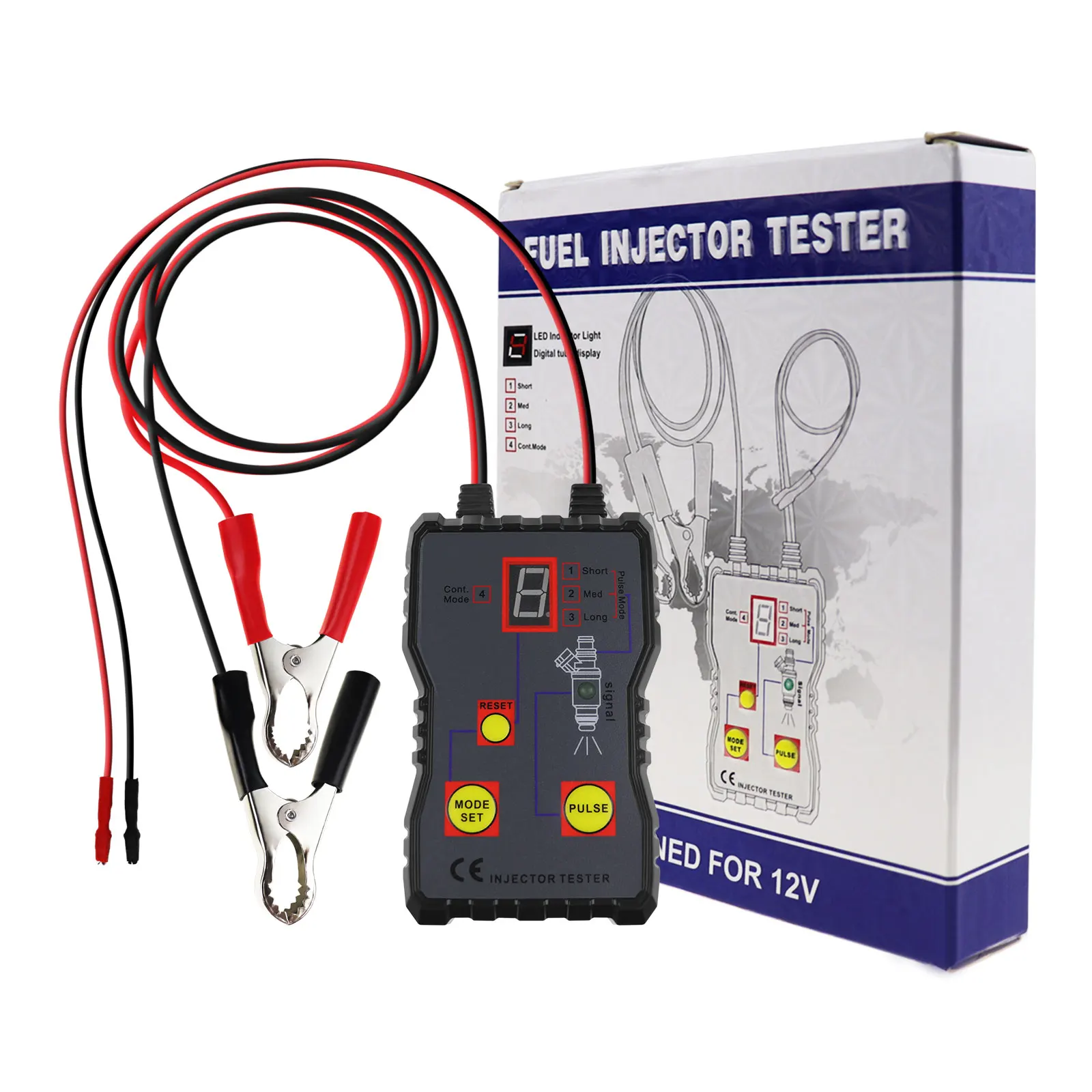 Universal 12V Digital Fuel Injector Tester, 4-Mode Pulse Diagnostic Tool for Stuck, Leaking, and Burnt-Out Injectors