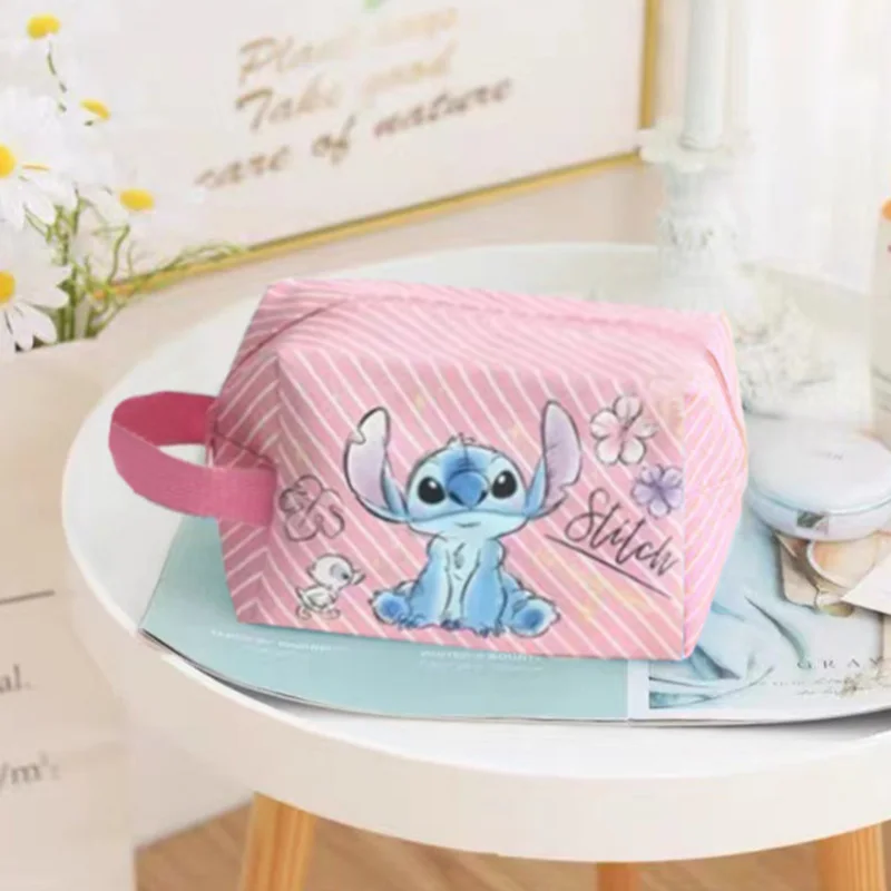 Cartoon Disney Stitch Makeup Bag Large Capacity Cosmetic Bags & Cases for Girls Student Travel Multifunctional Storage Bag