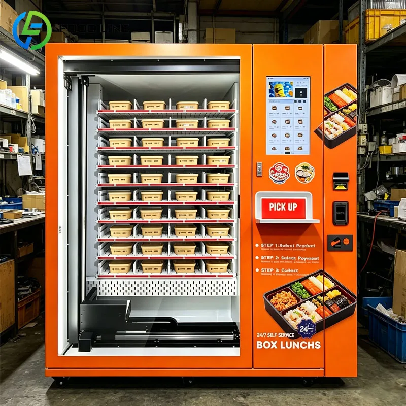 AI Hot Meal Vending Machine Chinese Food Rice Box Bento Lunch Kiosk Automatic Smart Touch Screen Cashless Service Customized