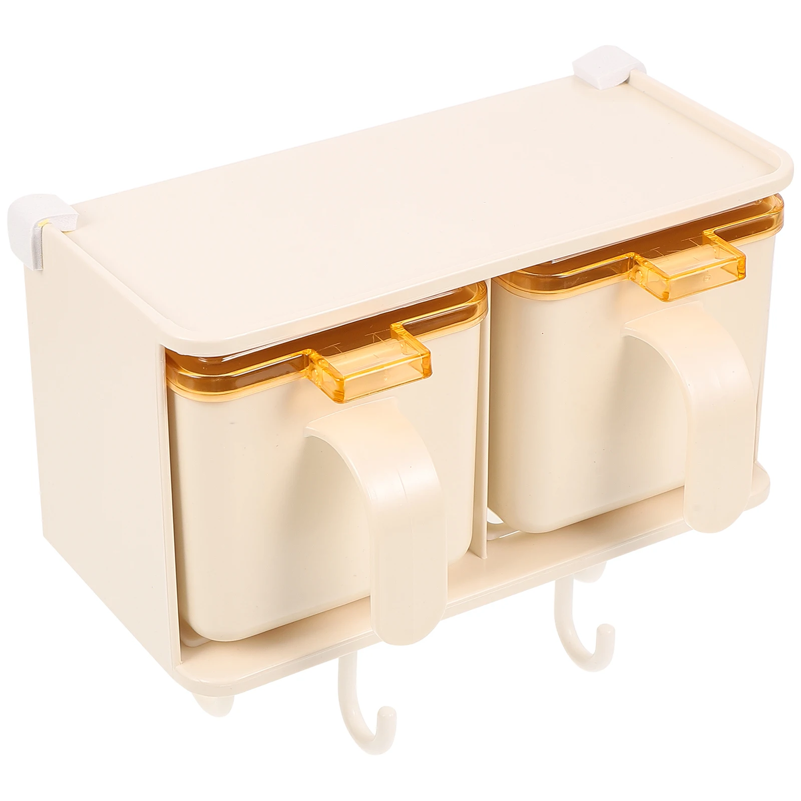 

1 set 1 Set Of Seasoning Box 2 Compartment Spice Jar Pp Material Condiment Organizer Salt Sugar Container With Spoon For Kitchen