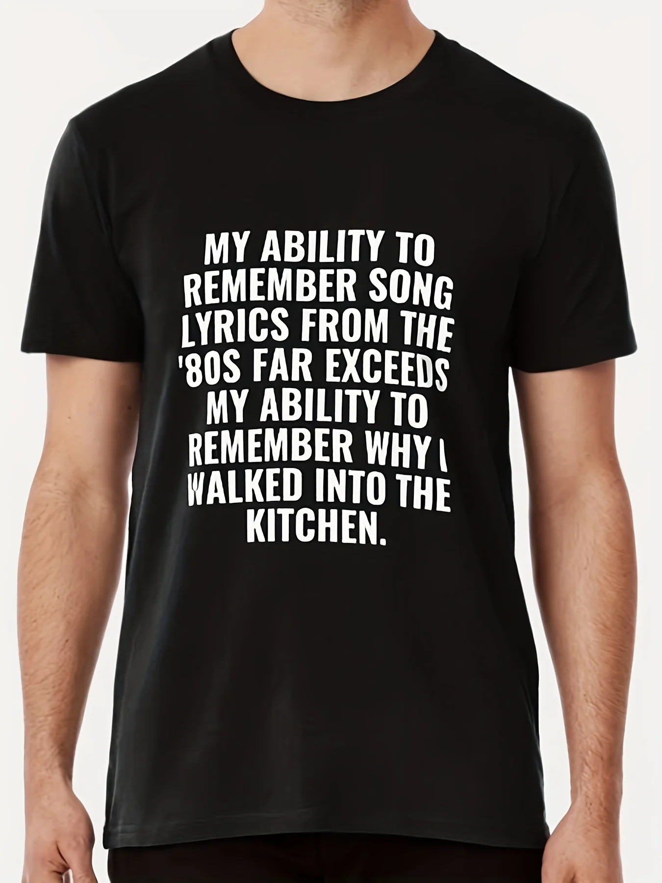 Casual Short-Sleeved T-Shirt Featuring Humorous 80S Lyrics, Perfect for Everyday Wear and Sports Activities Enjoy the Fun Pattern Designs and Comfortable Fit.