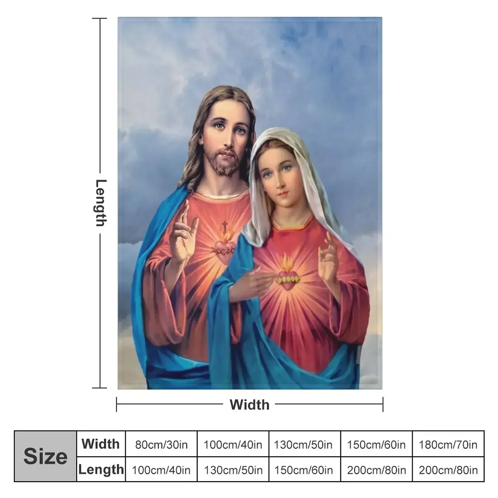 Twin Hearts very close together - I (Jesus and Mary) sky background Throw Blanket Flannel Camping Decorative Beds Blankets