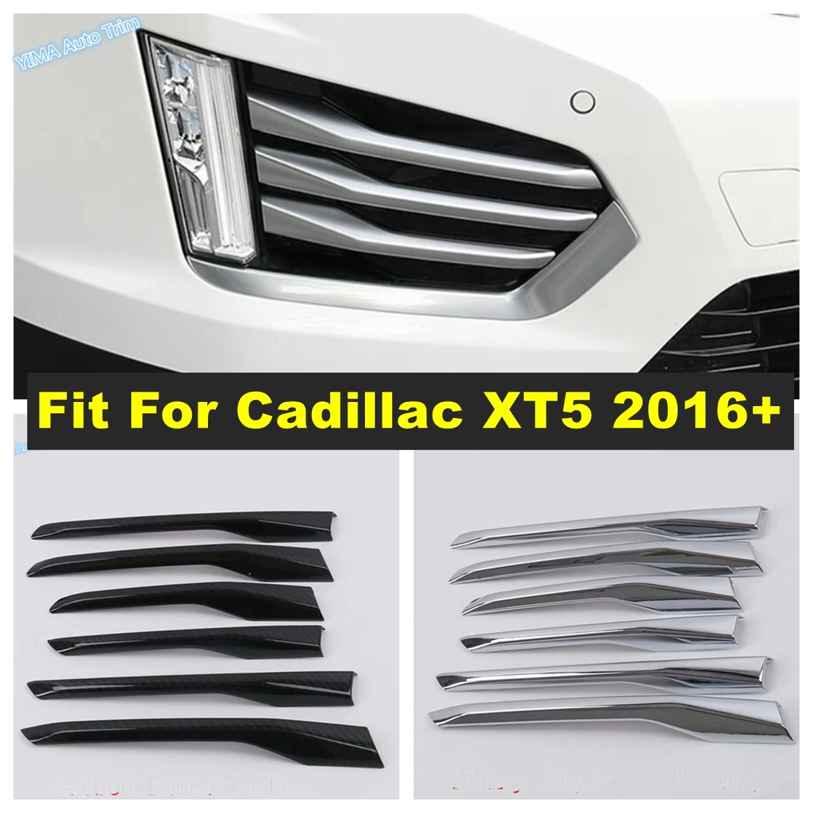 

Front Fog Lights Lamp Eyelid Foglight Eyebrow Cover Trim For Cadillac XT5 2016 - 2022 Shiny / Carbon Fiber Exterior Accessories