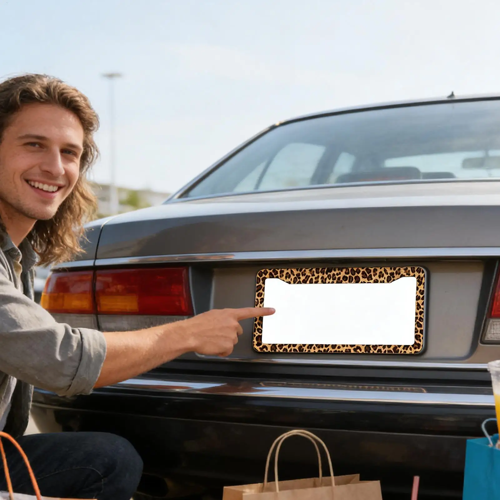 Cheetah License Plate Frame Funny Animal Decorative Holder Cheetah Print Car Accessories For Family Friends Wife Husband