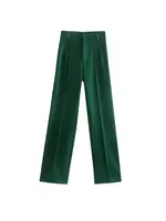 Women Chic Fashion Office Wear Straight Pants Vintage High Waist Zipper Fly Female Trousers Mujer - Image 4