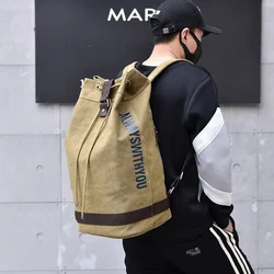 Canvas Backpack Men Large Capacity Laptop Back Pack Men's Travel Bags Bucket Rucksack Bookbag Sport Bagpack Big Packing Cubes