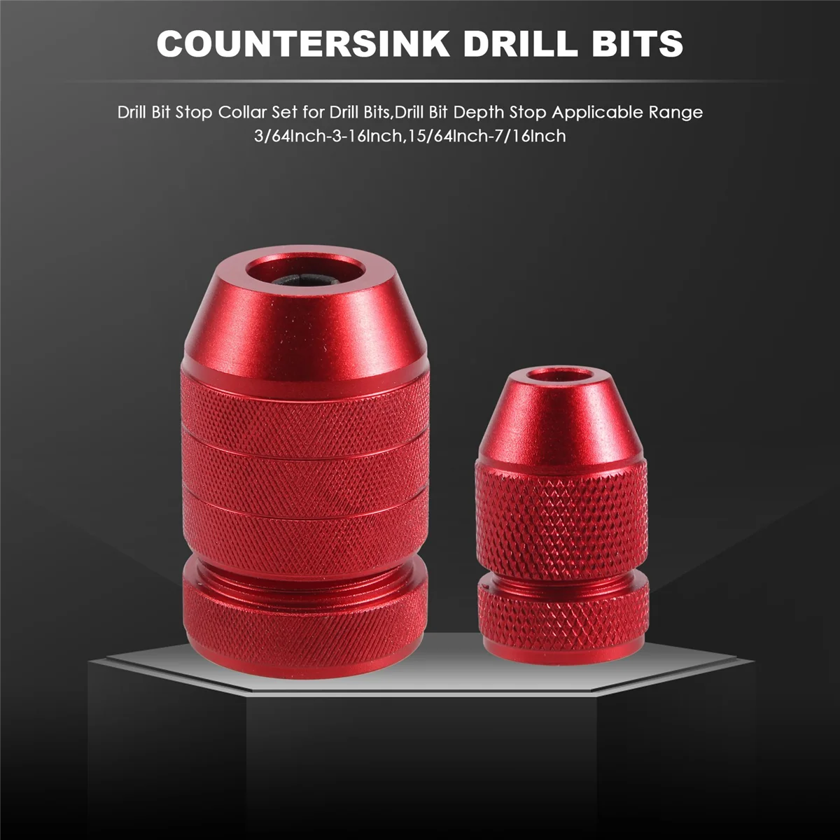 Jeu de colliers d'arrêt de foret pour forets, butée de profondeur de foret, plage applicable 3 ", 64", 3 ", 16", 15 ", 64", 7 ", 16"