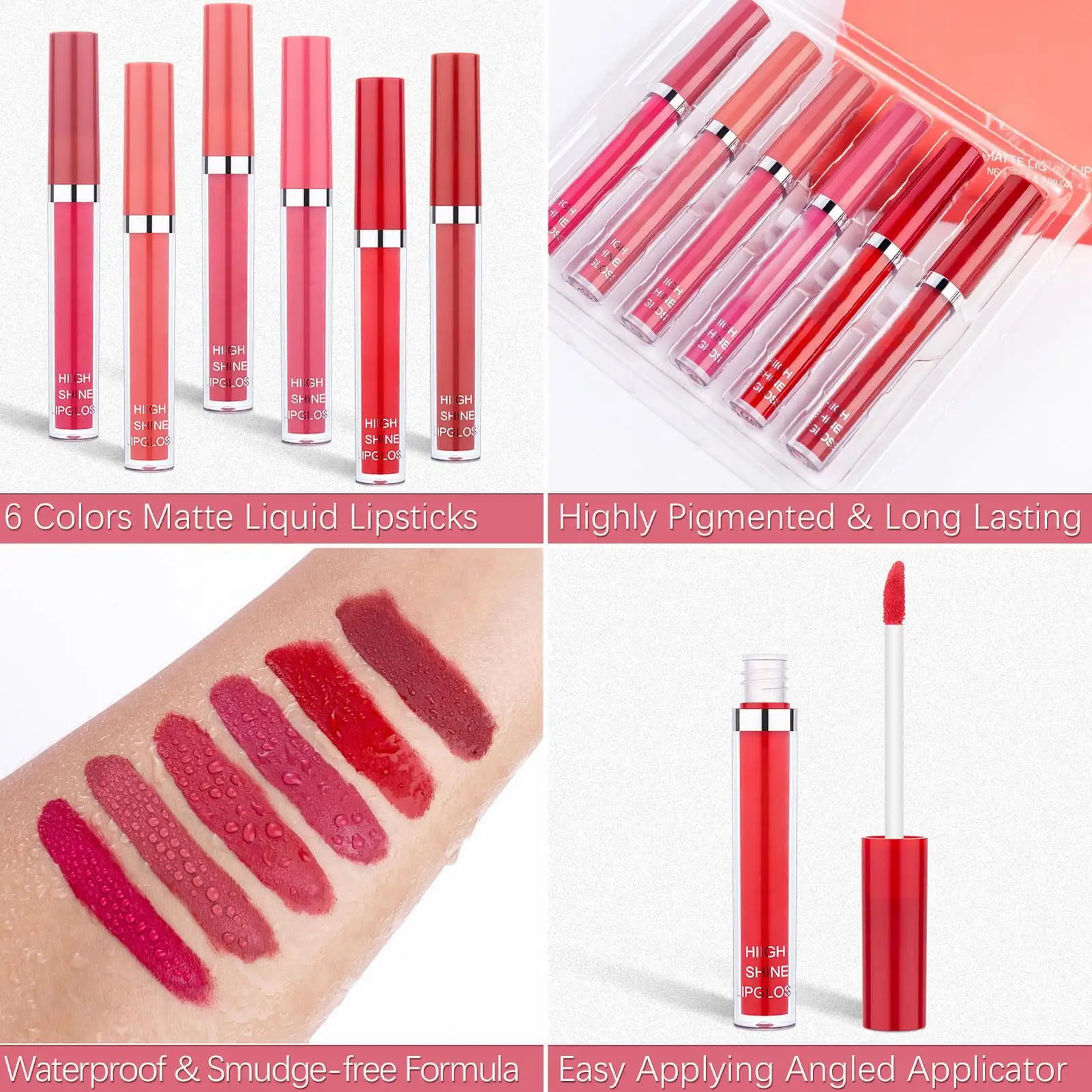 Waterdichte matte lipgloss vloeibare lippenstift - Langdurig, gemakkelijk schoon te maken, lichtgewicht make-upcadeau voor moeders en verjaardagen