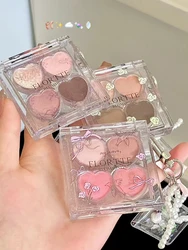 FLORTTE Blooming Lovely Series Eyeshadow 4-color Matte Fine Shimmer  Multi-purpose Portable Palette Highlight Blusher Brighten