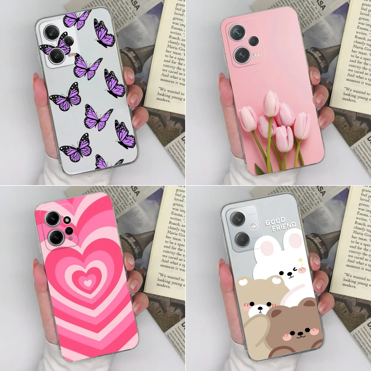 حافظة شفافة لهاتف Xiaomi Redmi Note 12 12 Pro 5G Fashion Love Heart من السيليكون الناعم من مادة البولي يوريثان الحراري غطاء غير قابل للانزلاق لهاتف 12 12Pro Funda #1