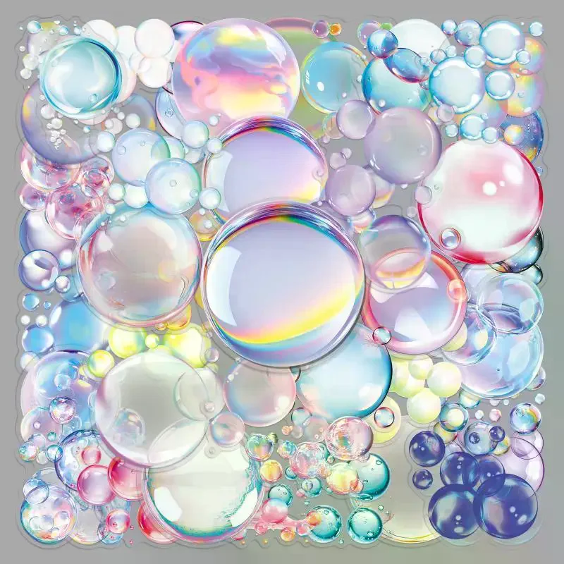 2PCS Colorful Iridescent Bubble Wall Decals, Peelable Waterproof, Perfect For Kids Bedroom Bath Party Decor Fun