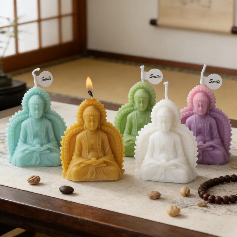 3D Little Buddha Candle Mold Meditation Tathagata Buddha Fondant Silicone Mold DIY Glow Buddha Statue Aromatherapy Gypsum Decor