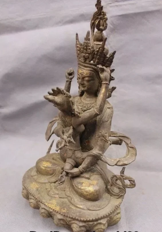 28cm Old Tibet Buddhism Bronze Mandkesvara Vajrasattva Yab-Yum Buddha Statue