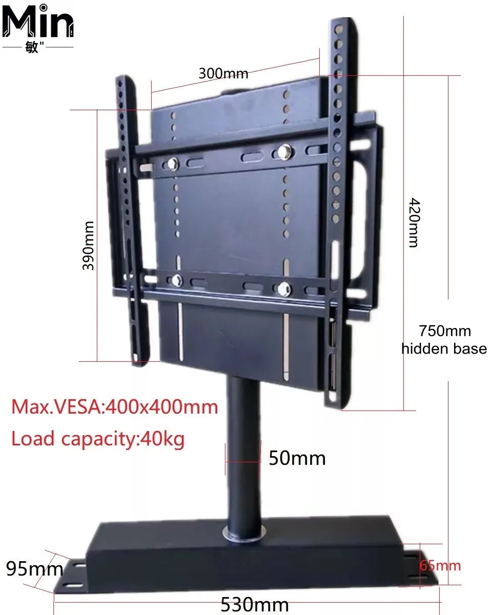 360 Degree Rotating Manual Swivel TV Stand Hidden Base Universal Rotating TV Mount Stand for Most Size Flat Screen TVs