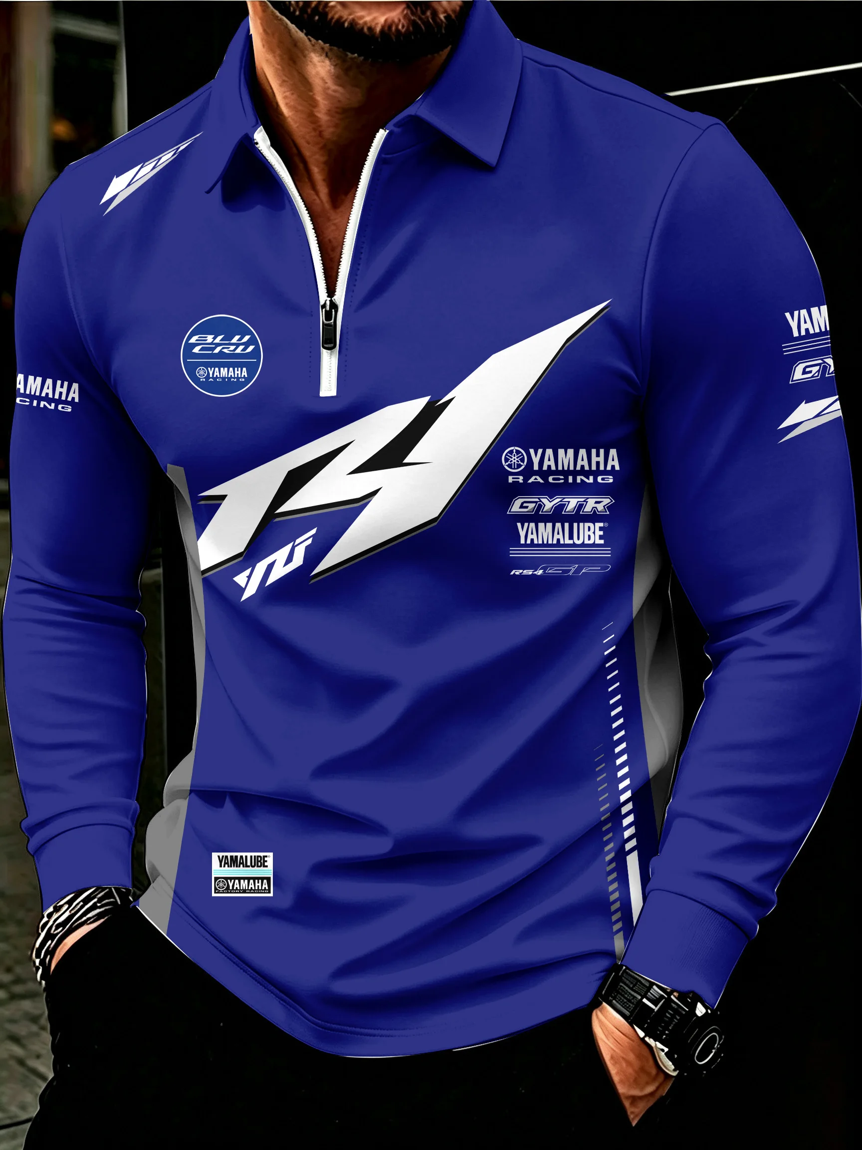 Yamaha YZF R12026 new motorcycle enthusiast BLU CRU men's and women's T-shirt casual sports half zipper polo shirt
