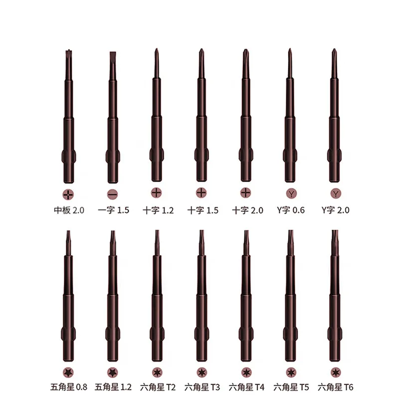 Amaoe SD1 Magnetic Non-Slip Screwdriver Set 1.2 1.5 Phillips 0.6-Y 0.8 1.2 5-Point T2 T3 Hex 1.5 2.0 Slotted Screwdriver Tool