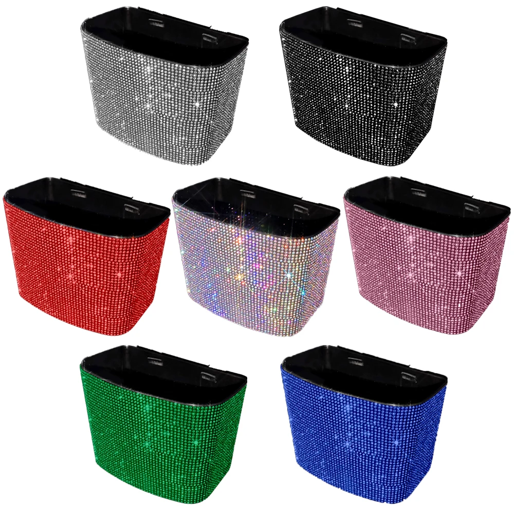 Strass Auto Opknoping Glitter Prullenbak Lekvrij Voertuig Bling Abs Vuilnisbak Opbergdoos Auto Interieur Accessoires