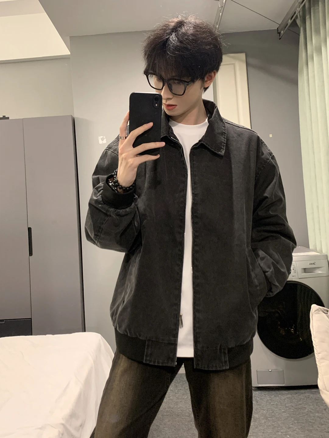 

Куртка Cleanfit в американском ретро-стиле для мужчин, весенне-осенняя, парная, черная, в стиле Харрингтон, молодежная модная модель