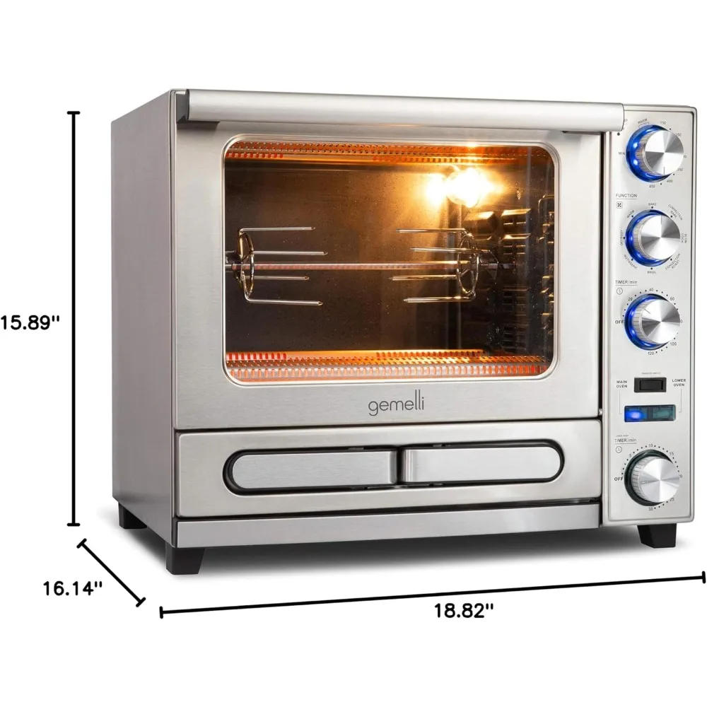 Stainless Steel Finish Professional Grade Convection Oven w/Built-In Rotisserie and Convenience/Pizza Drawer, Countertop Sized