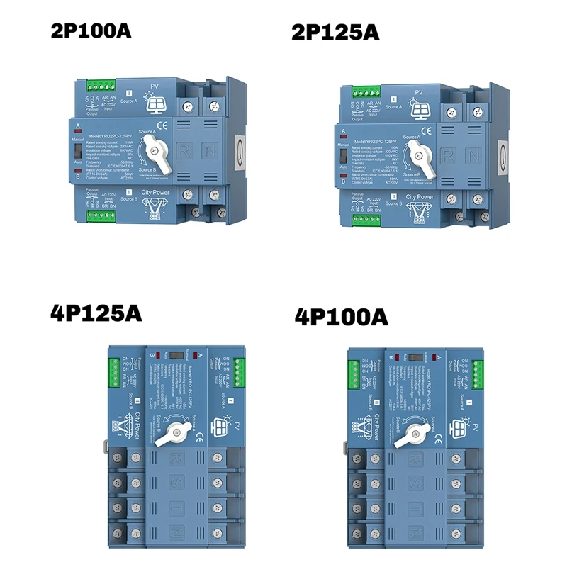 (NEW) ATS Dual Power Automatic Transfer Switch For Generator Or PV Energy To City Power Changeover Switch Solar Inverter