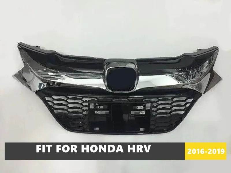 ABS Black Middle Grill Racing Grills Sport Style Chrome Black Grill Fit For Honda H-RV HRV VEZEL 2015-2018