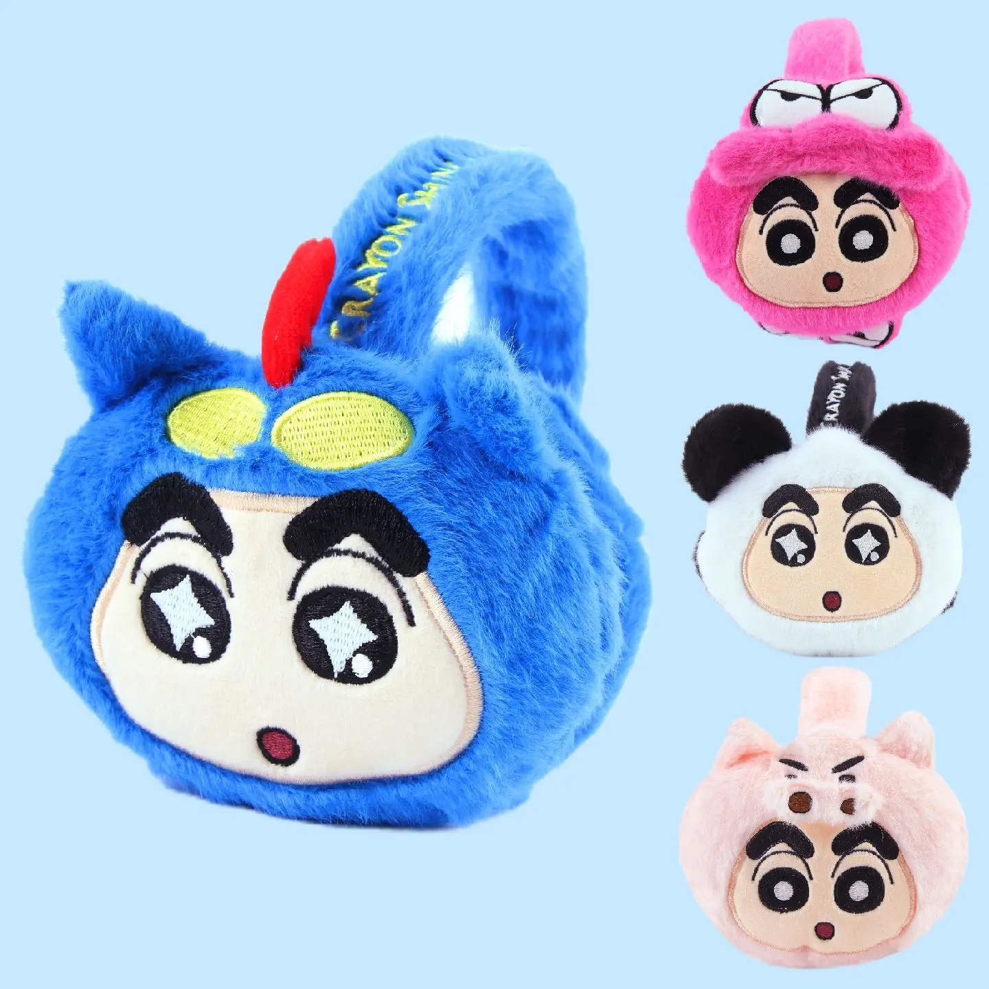Kawaii Crayon Shin Chan Superman Panda Winter Warmth Eartips Children's Ear Cover Girls' Warm Folding Plush Eartips Girl's Gifts