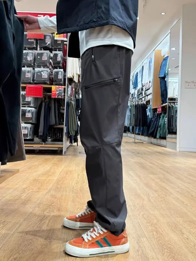 بنطلون تسلق جبال للرجال مقاوم للماء والرياح من النايلون الناعم بلون الكاكي، بنطلون للمشي لمسافات طويلة وتسلق الجبال، بنطلون ع... #2