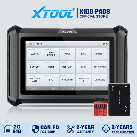 XTOOL X100 PADS V2.0 Car Key Programmer Key Generator Read Pin Code All System Diagnostic Tool Automotive Scanner CANFD DOIP FCA