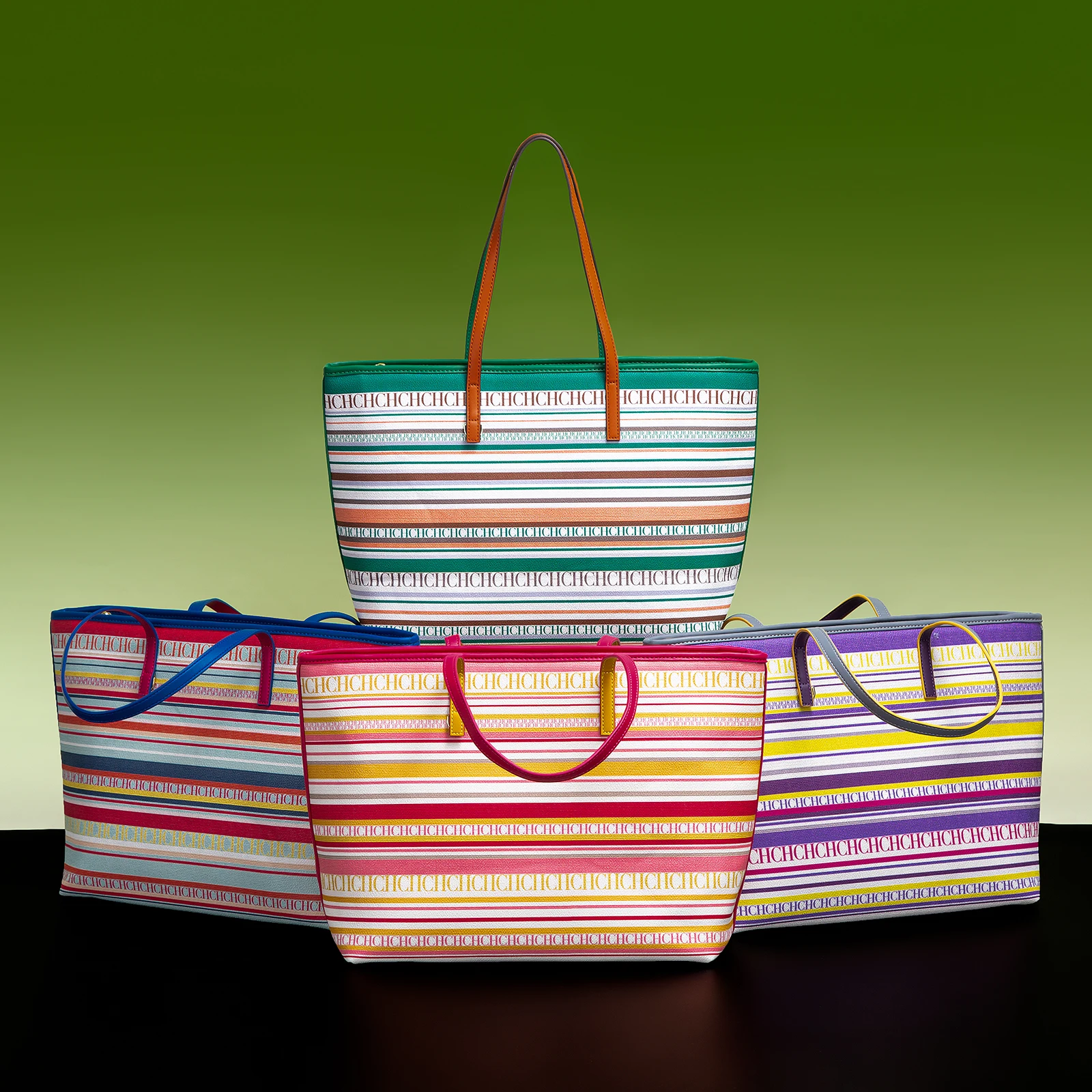 حقائب نسائية ماركة CH مخططة ملونة تصميم حقيبة كتف ذات سعة كبيرة مقاومة أنيقة كاجوال #4