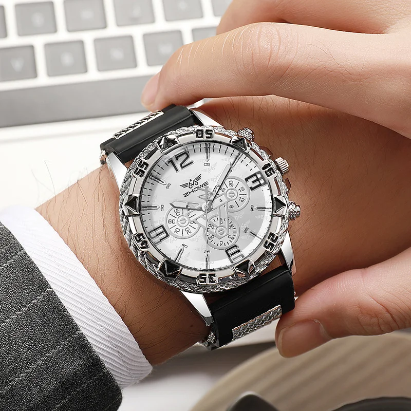 Men Business Watches Fashion Silicone Band Male\'s Business Dress Analog Quartz Watch