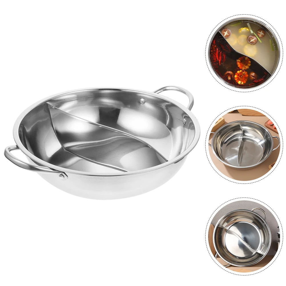 

Разделитель кастрюли из нержавеющей стали с двойным вкусом, 34 см, одновременная кулинария, компактный для домашнего коммерческого использования, разделенный дизайн