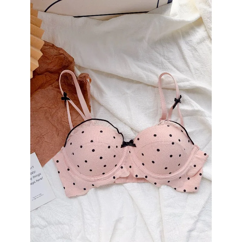 

Сексуальный беспроводной бюстгальтер в горошек, с эффектом пуш-ап для небольшой груди, бесшовный, кружевной, предотвращающий провисание, без боковых выступов, новинка