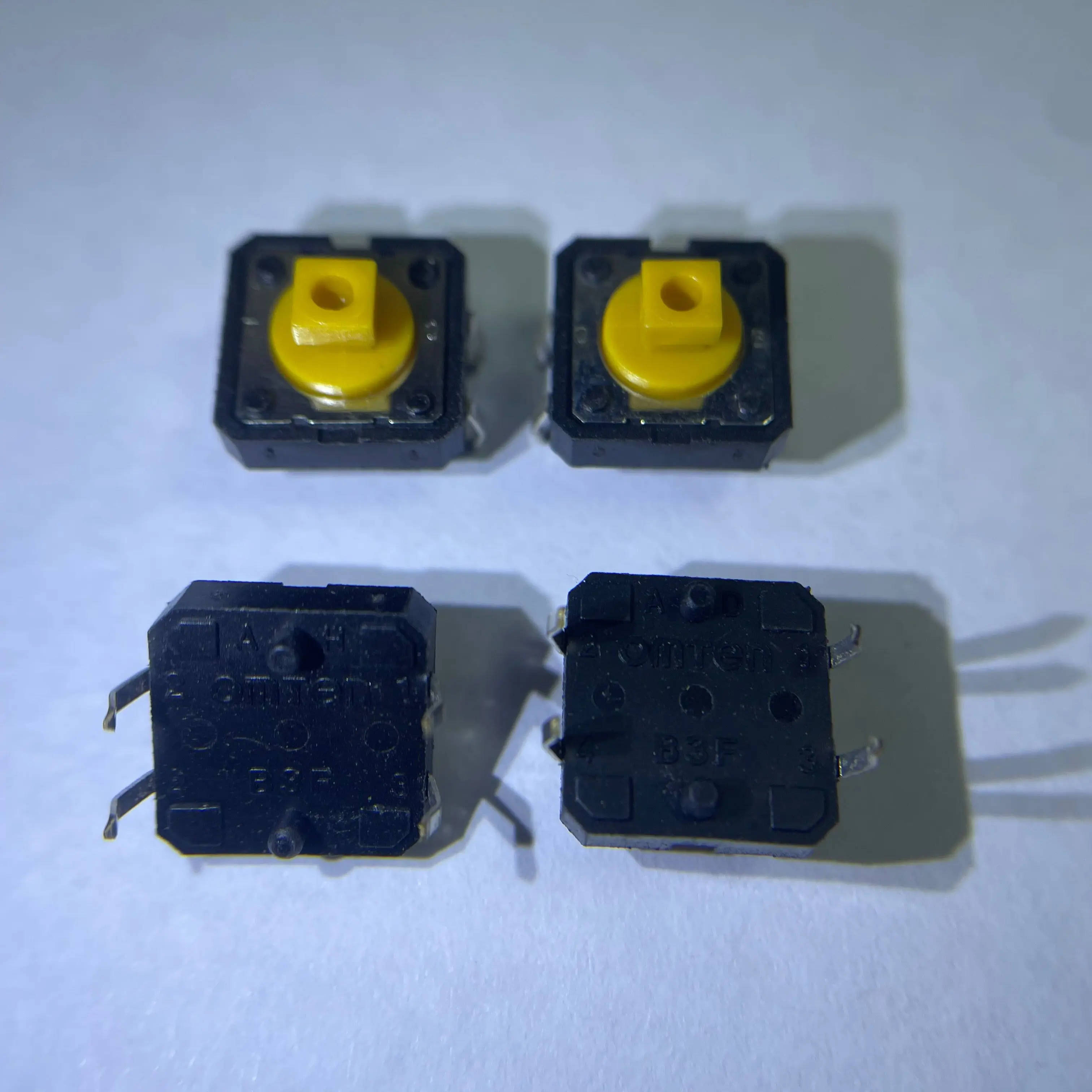 50PCS/LOT B3F-4055 Tactile Switches Yellow Square Push Button  12*12*7.3 mm Micro switch