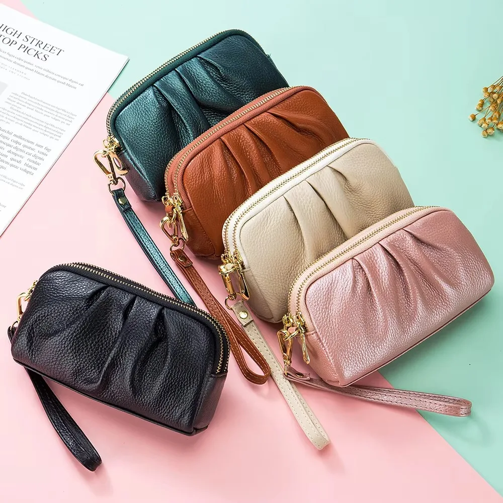 Casual PU leather Women Wallets Multifunction Large Capacity Wrist Bag Long Zip Coin Bag