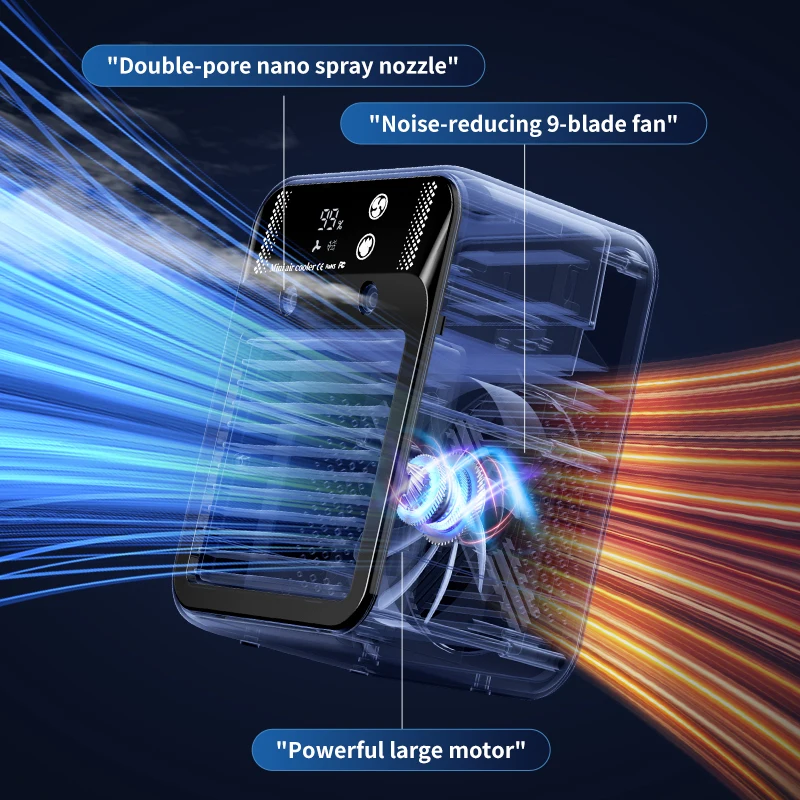 محمولة مصغرة تكييف الهواء USB سطح المكتب مروحة تبريد سريع مروحة فوق الصوتية ترخيص 3 سرعات كتم الهواء الكهربائي محرك الهواء المنزلية مزدوج التجاري #3