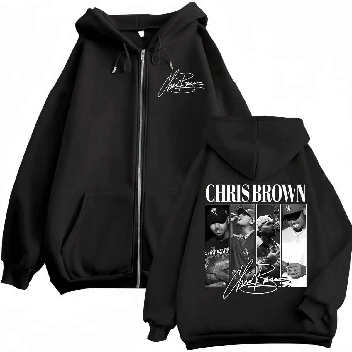 Sudaderas con capucha y cremallera con gráficos del rapero Chris Brown para hombres y mujeres, sudaderas con cremallera de moda vintage, sudaderas de manga larga estilo Harajuku Hip Hop
