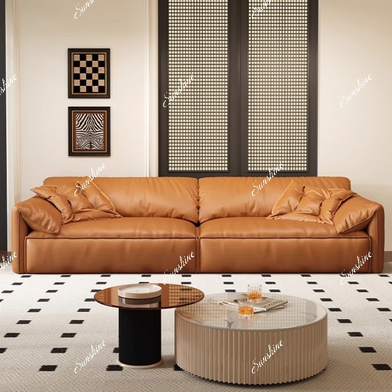 

Italian minimalist sofa living room with three seats in Napa leather