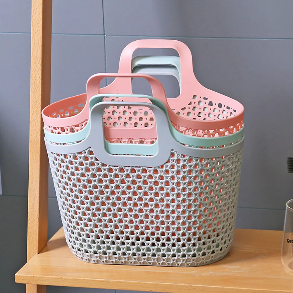 2 قطعة سلة التخزين المنزلية المجوفة مقبض مريح الحمام المنظم أدوات الزينة الحاويات المحمولة حامل محمول #1