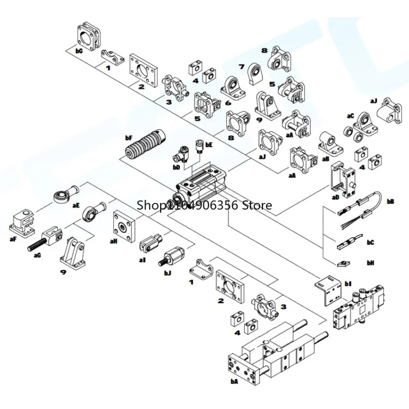 أسطوانة قياسية صغيرة قابلة للتعديل DSBC-80-200-PPVA-N3 تعمل بالهواء المضغوط لأسطوانة FESTO #6