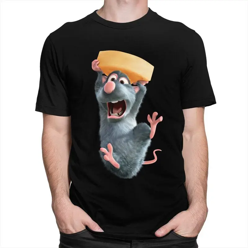 Custom Ratatouille Film Animation Tshirts for Men Short Sleeves Casual T Shirt Cool T-shirts Slim Fit 100% Cotton Tee Gift